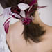 Red and White Feathered Ponytail Clip